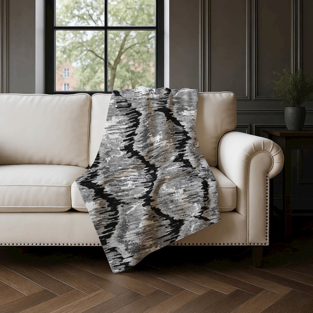 Premium Machine Washable ASB767 Black 50" x 70" Sherpa Throw Blanket. Picture 4