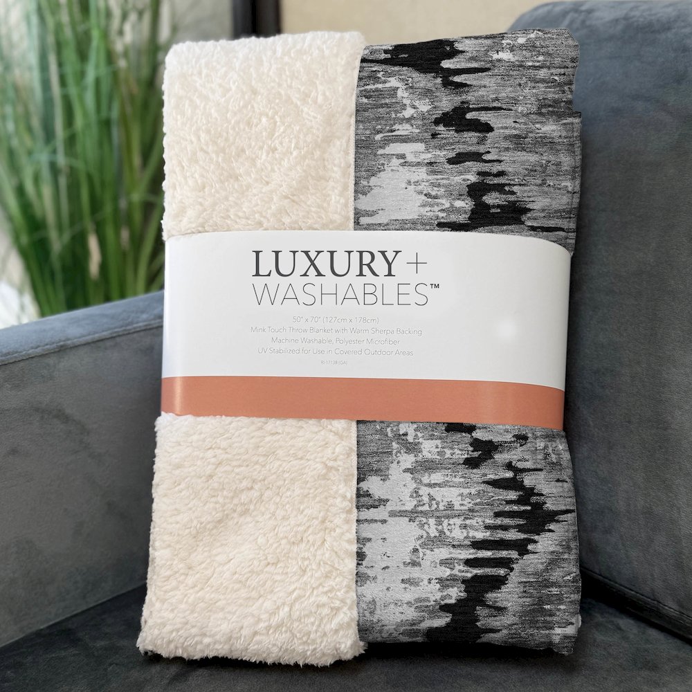 Premium Machine Washable ASB767 Black 50" x 70" Sherpa Throw Blanket. Picture 3