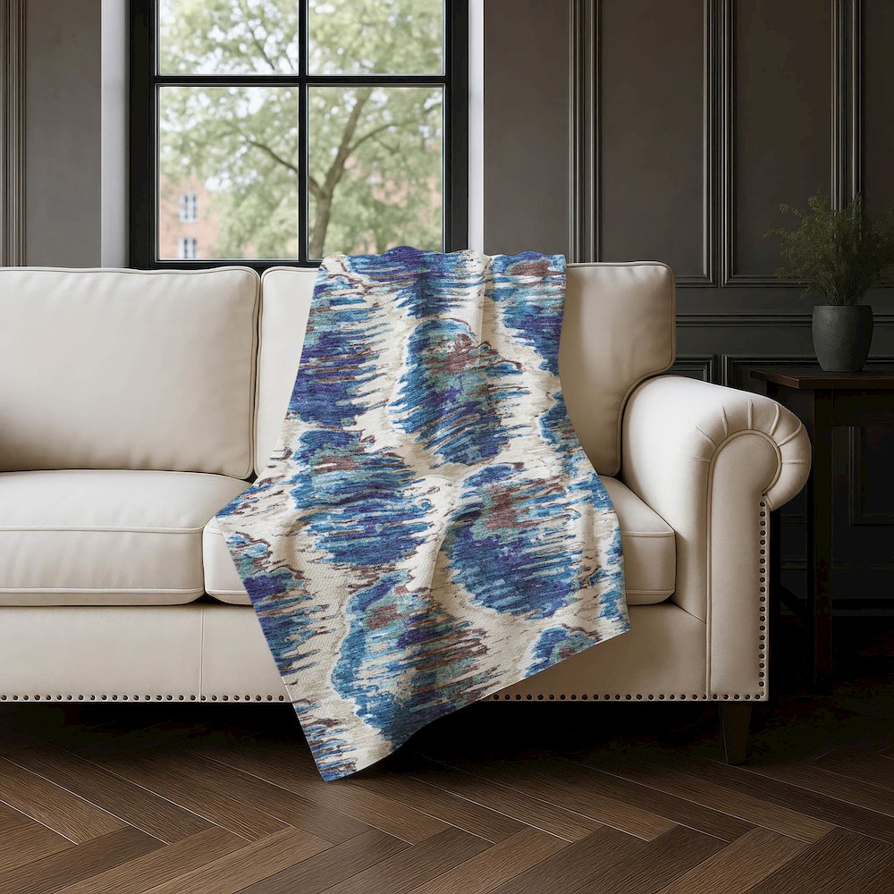 Premium Machine Washable ASB767 Blue 50" x 70" Sherpa Throw Blanket. Picture 4