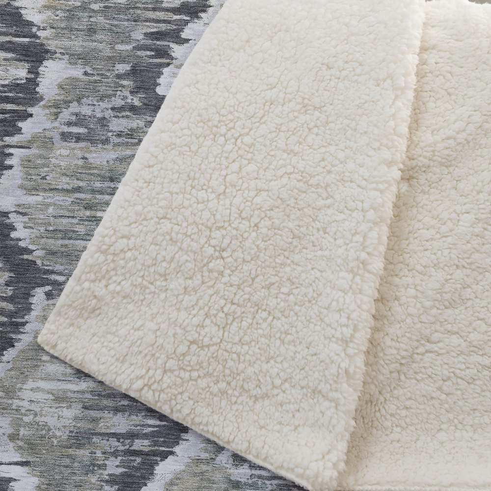 Premium Machine Washable ASB767 Charcoal 50" x 70" Sherpa Throw Blanket. Picture 2