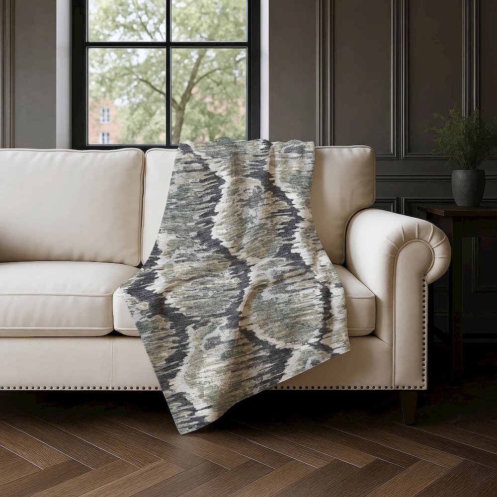 Premium Machine Washable ASB767 Charcoal 50" x 70" Sherpa Throw Blanket. Picture 4