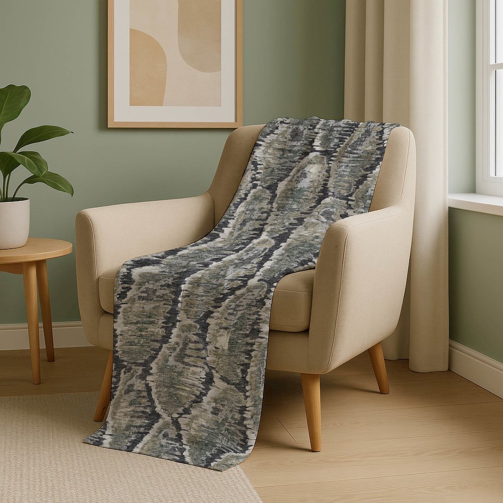 Premium Machine Washable ASB767 Charcoal 50" x 70" Sherpa Throw Blanket. Picture 5