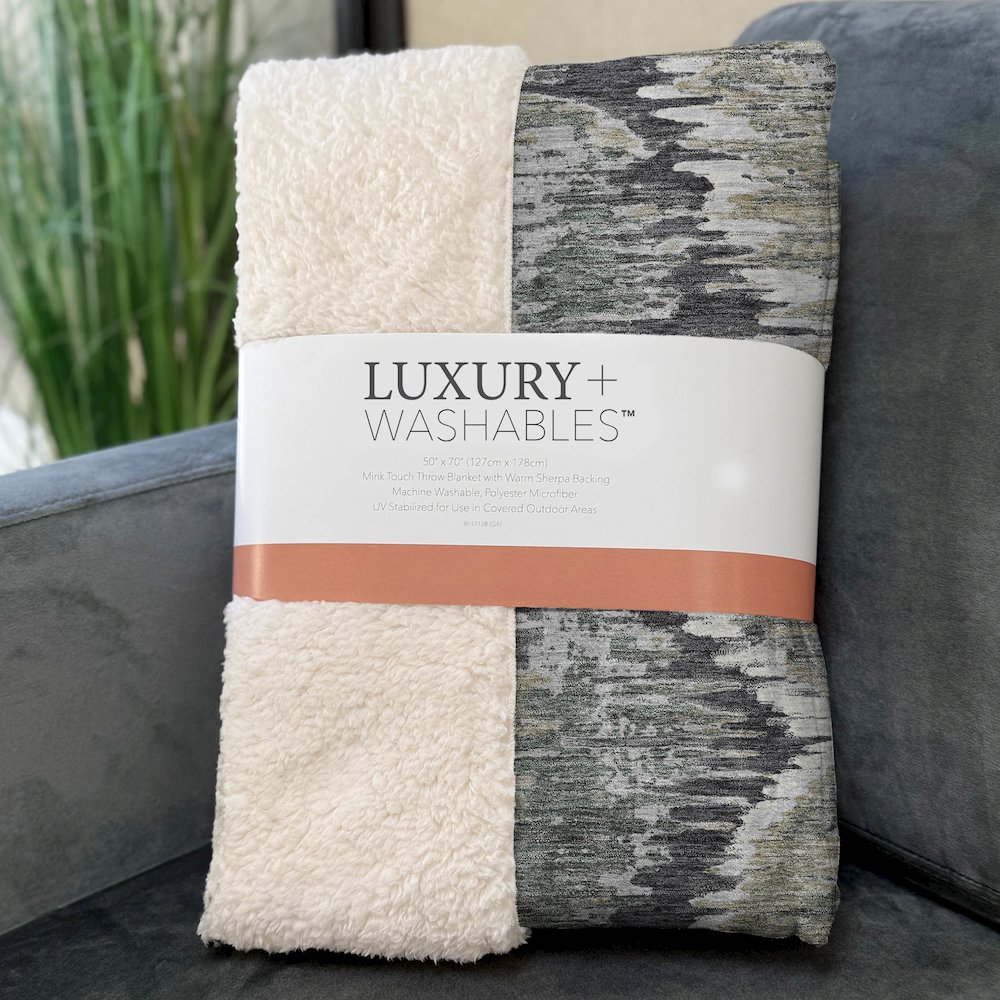Premium Machine Washable ASB767 Charcoal 50" x 70" Sherpa Throw Blanket. Picture 3
