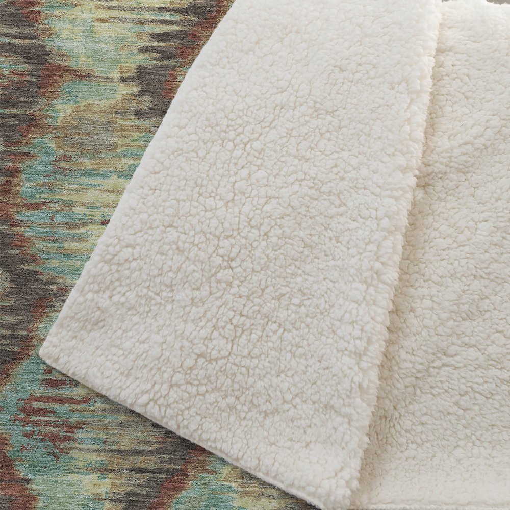 Premium Machine Washable ASB767 Fudge 50" x 70" Sherpa Throw Blanket. Picture 2