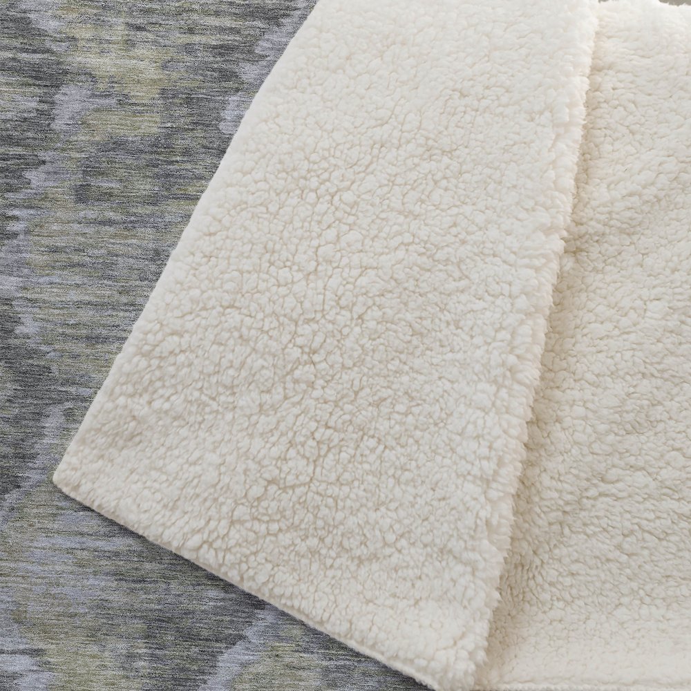 Premium Machine Washable ASB767 Gray 50" x 70" Sherpa Throw Blanket. Picture 2