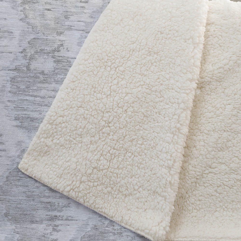 Premium Machine Washable ASB767 Ivory 50" x 70" Sherpa Throw Blanket. Picture 2