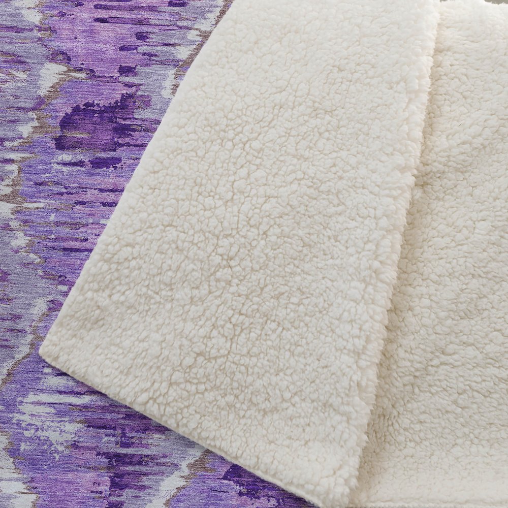 Premium Machine Washable ASB767 Lavender 50" x 70" Sherpa Throw Blanket. Picture 2