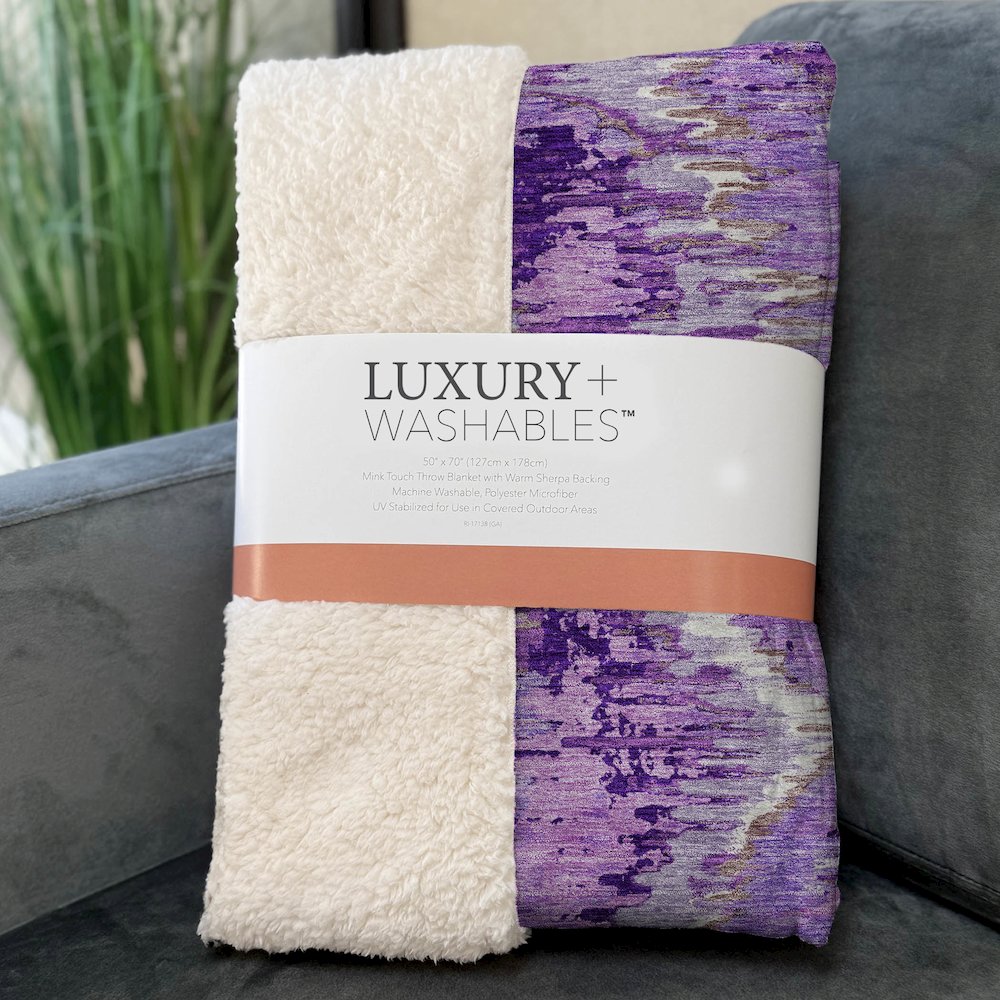 Premium Machine Washable ASB767 Lavender 50" x 70" Sherpa Throw Blanket. Picture 3