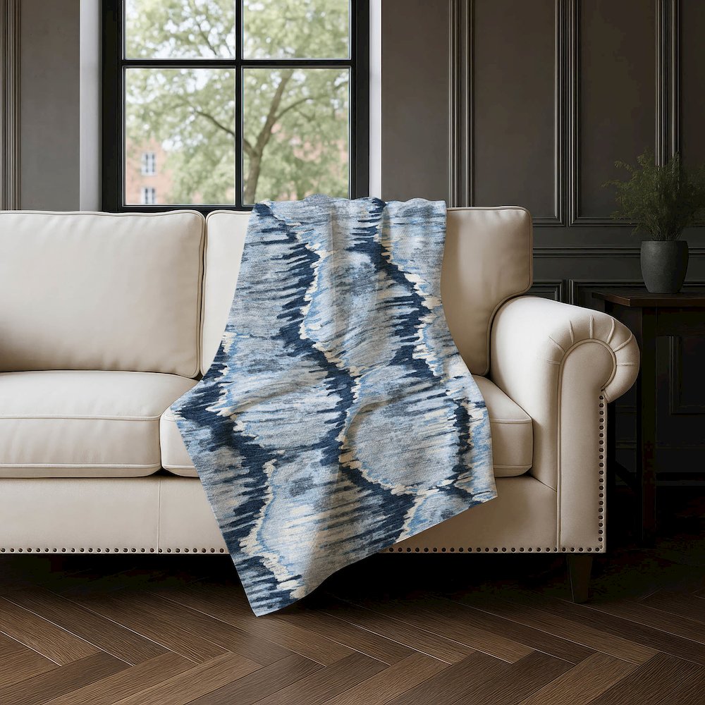 Premium Machine Washable ASB767 Navy 50" x 70" Sherpa Throw Blanket. Picture 4