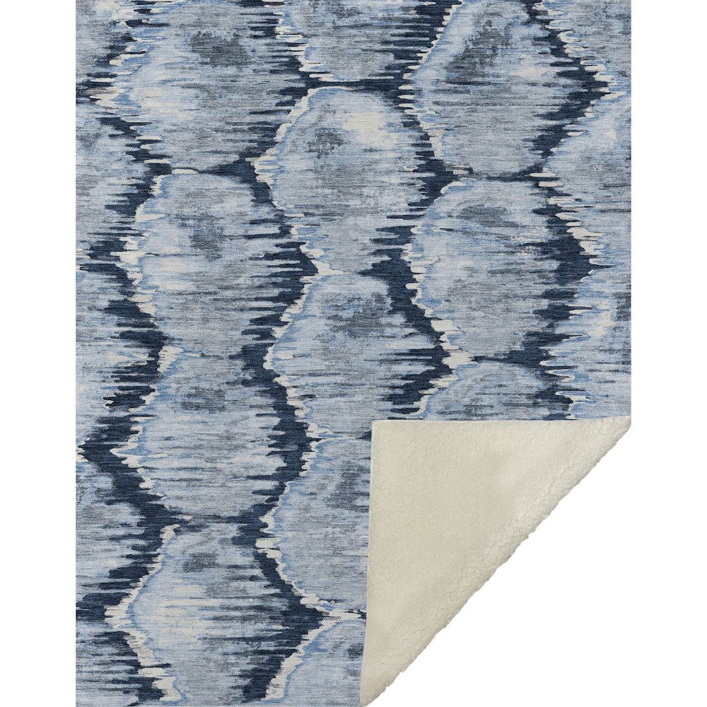 Premium Machine Washable ASB767 Navy 50" x 70" Sherpa Throw Blanket. Picture 1