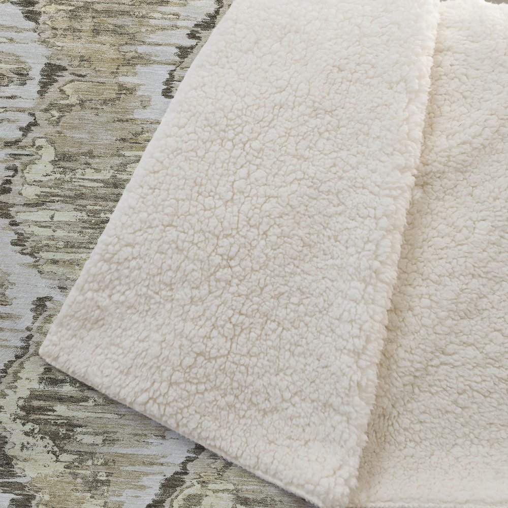 Premium Machine Washable ASB767 Taupe 50" x 70" Sherpa Throw Blanket. Picture 2