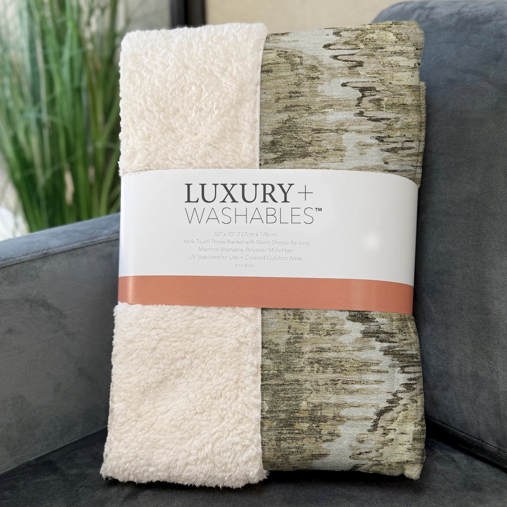Premium Machine Washable ASB767 Taupe 50" x 70" Sherpa Throw Blanket. Picture 3
