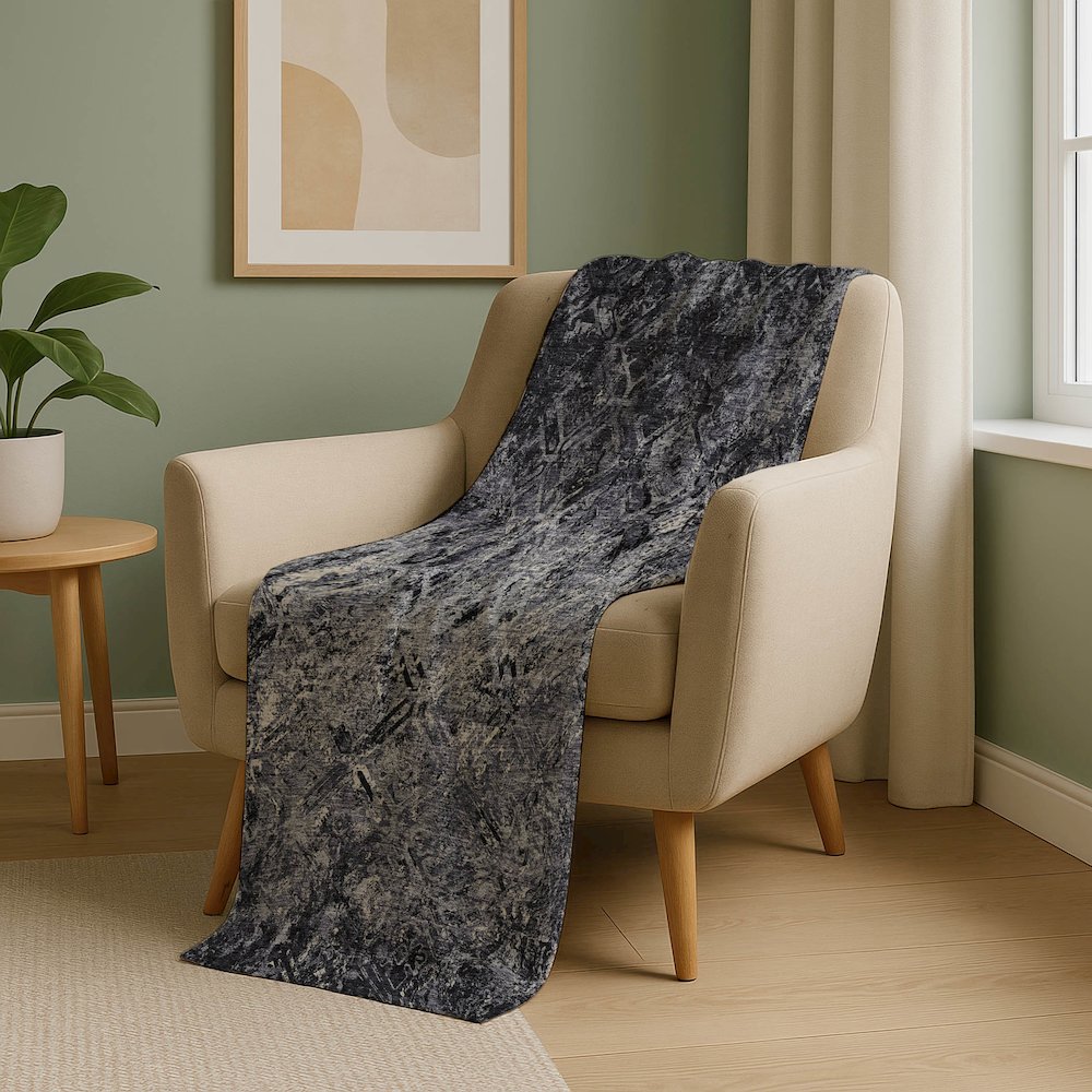 Premium Machine Washable ASB768 Black 50" x 70" Sherpa Throw Blanket. Picture 5