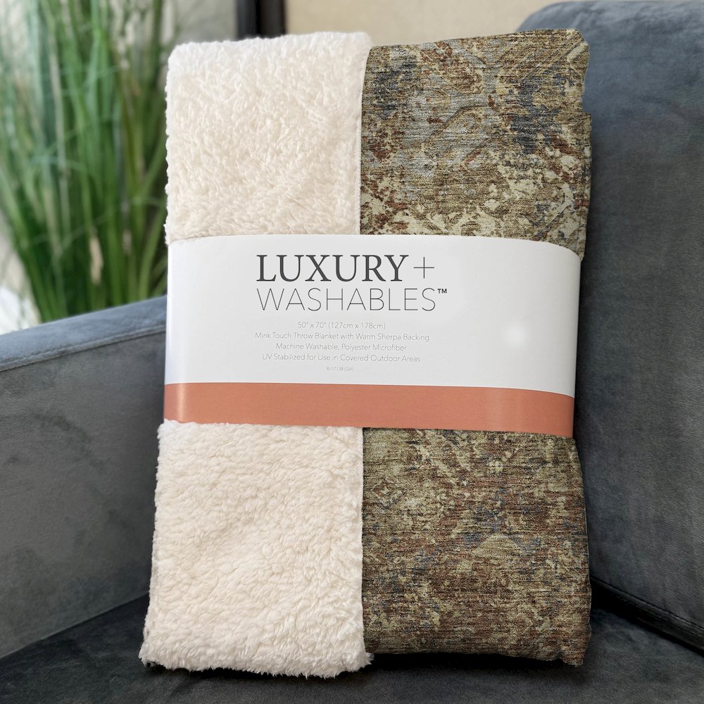 Premium Machine Washable ASB768 Brown 50" x 70" Sherpa Throw Blanket. Picture 3