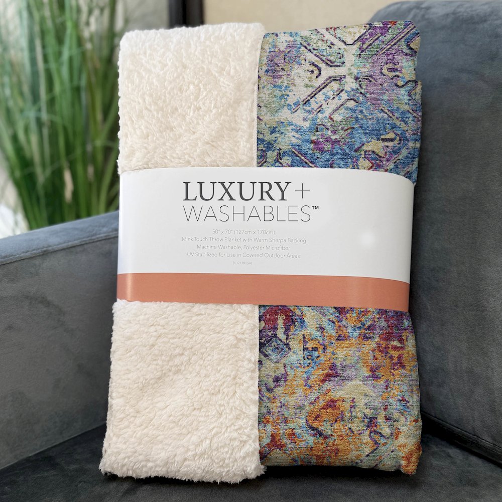 Premium Machine Washable ASB768 Copper 50" x 70" Sherpa Throw Blanket. Picture 3