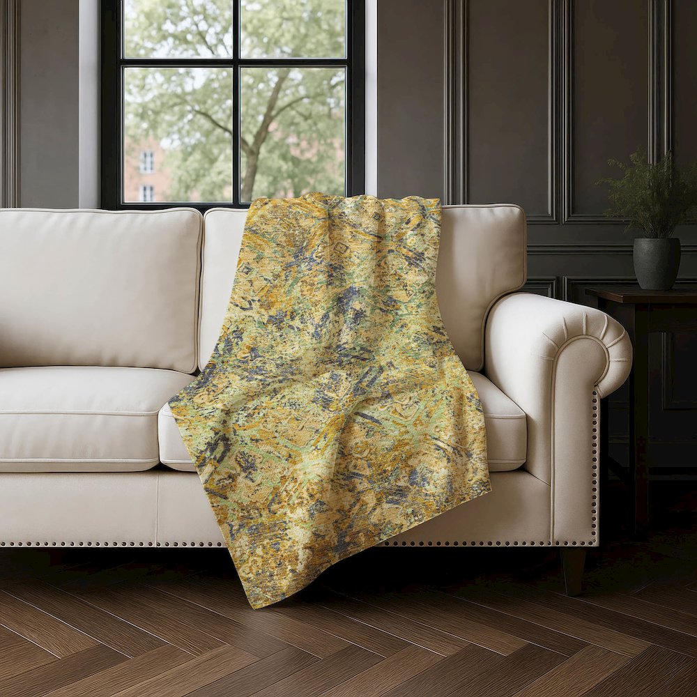 Premium Machine Washable ASB768 Gold 50" x 70" Sherpa Throw Blanket. Picture 4