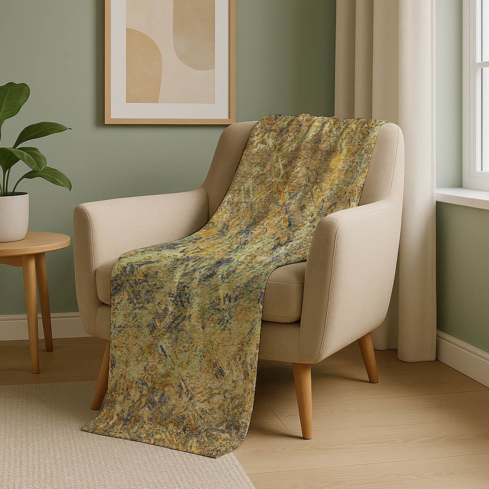 Premium Machine Washable ASB768 Gold 50" x 70" Sherpa Throw Blanket. Picture 5