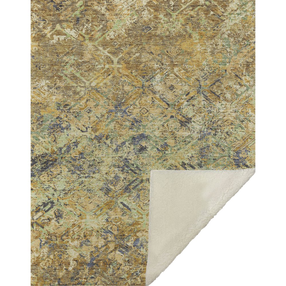 Premium Machine Washable ASB768 Gold 50" x 70" Sherpa Throw Blanket. Picture 1