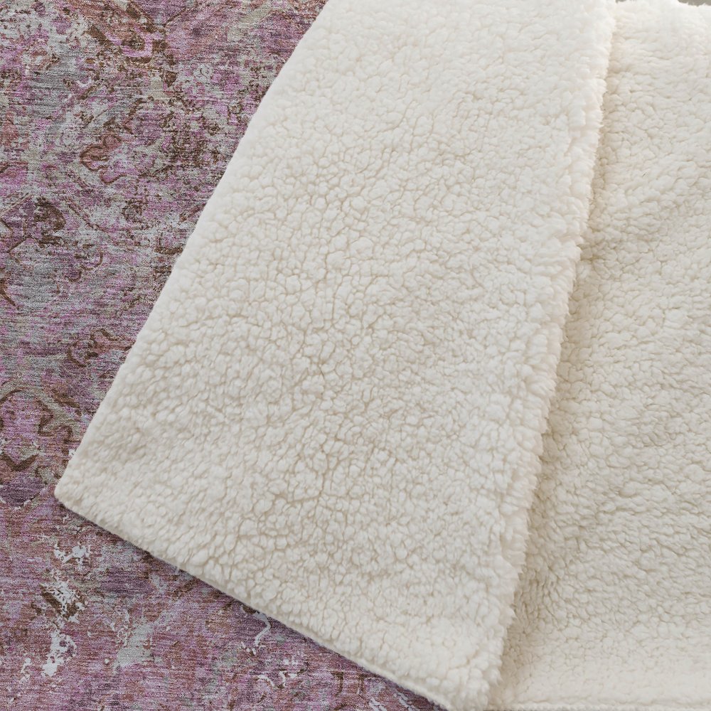Premium Machine Washable ASB768 Pink 50" x 70" Sherpa Throw Blanket. Picture 2
