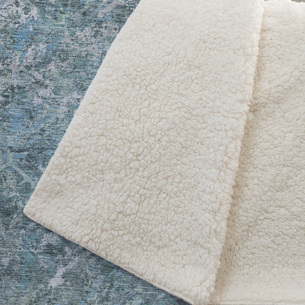 Premium Machine Washable ASB768 Sage 50" x 70" Sherpa Throw Blanket. Picture 2