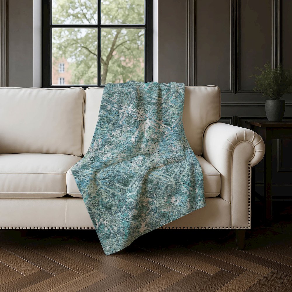 Premium Machine Washable ASB768 Sage 50" x 70" Sherpa Throw Blanket. Picture 4