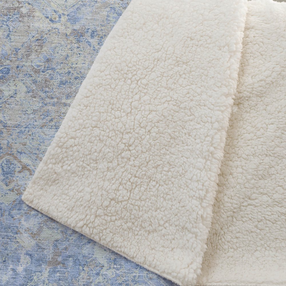Premium Machine Washable ASB768 Sky 50" x 70" Sherpa Throw Blanket. Picture 2