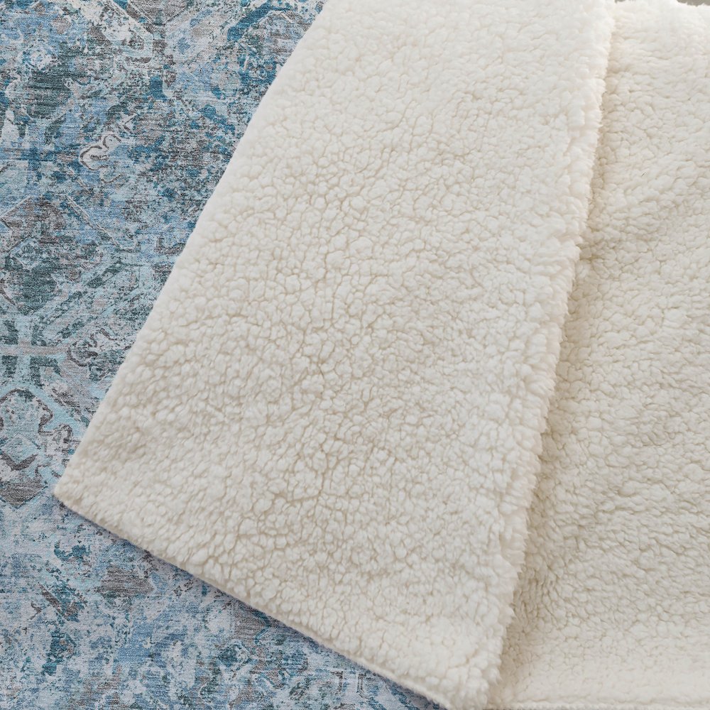 Premium Machine Washable ASB768 Teal 50" x 70" Sherpa Throw Blanket. Picture 2
