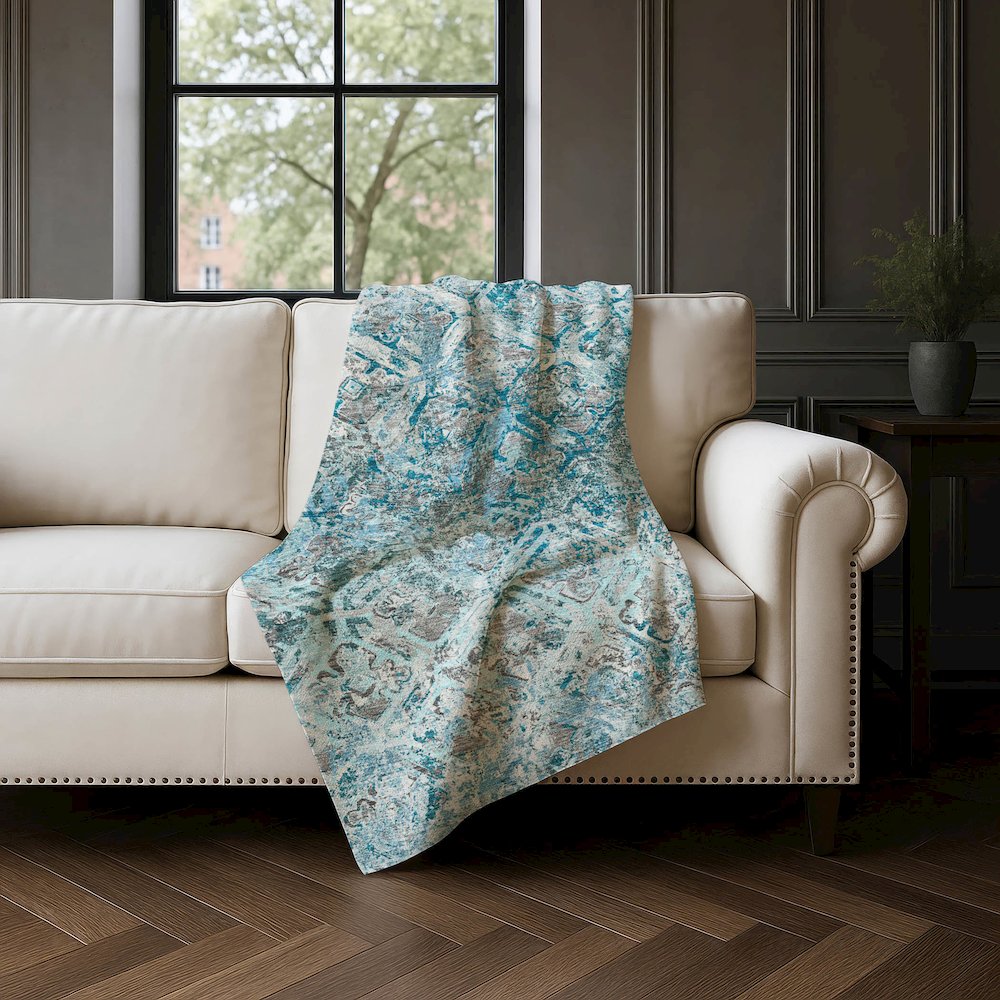Premium Machine Washable ASB768 Teal 50" x 70" Sherpa Throw Blanket. Picture 4