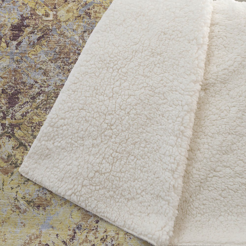 Premium Machine Washable ASB768 Wheat 50" x 70" Sherpa Throw Blanket. Picture 2