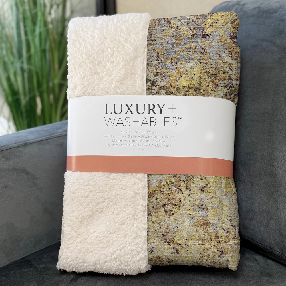 Premium Machine Washable ASB768 Wheat 50" x 70" Sherpa Throw Blanket. Picture 3