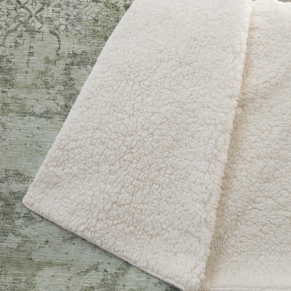 Premium Machine Washable ASB769 Aloe 50" x 70" Sherpa Throw Blanket. Picture 2