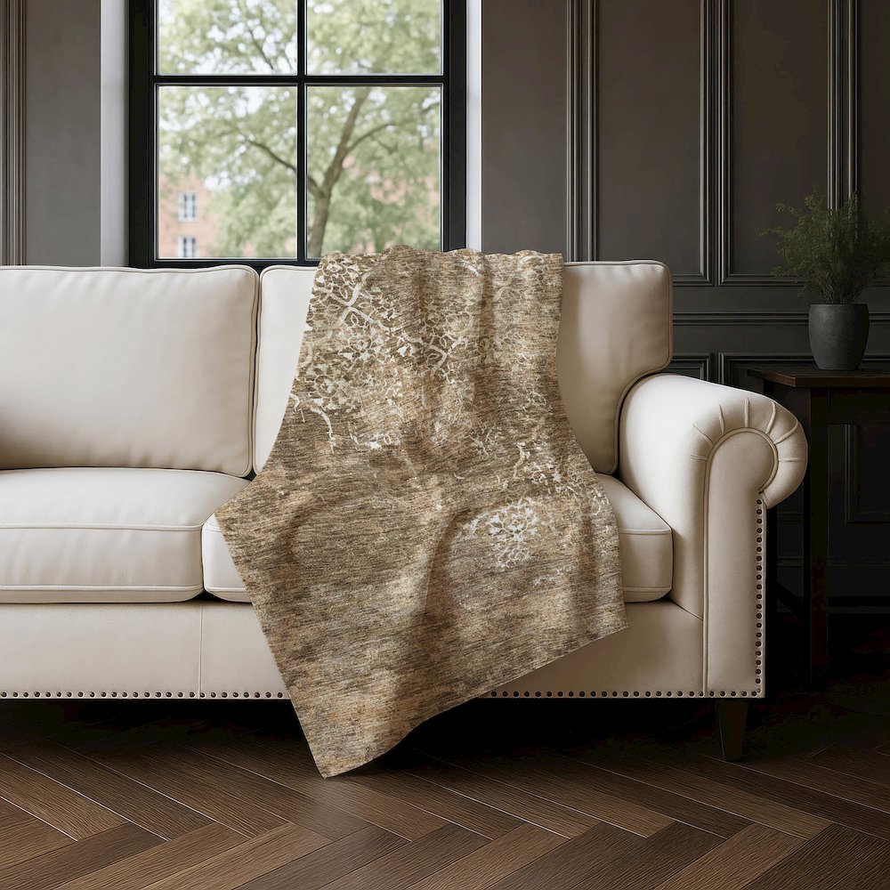 Premium Machine Washable ASB769 Brown 50" x 70" Sherpa Throw Blanket. Picture 4