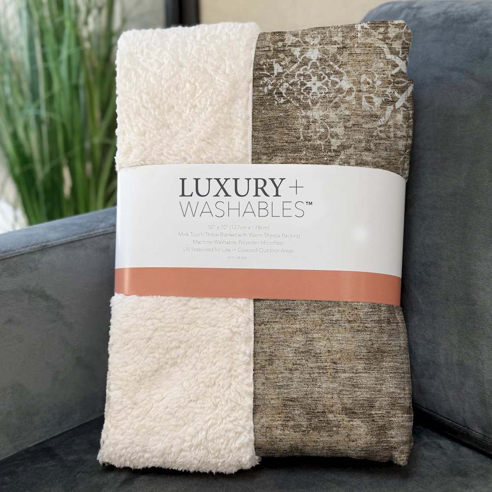 Premium Machine Washable ASB769 Brown 50" x 70" Sherpa Throw Blanket. Picture 3