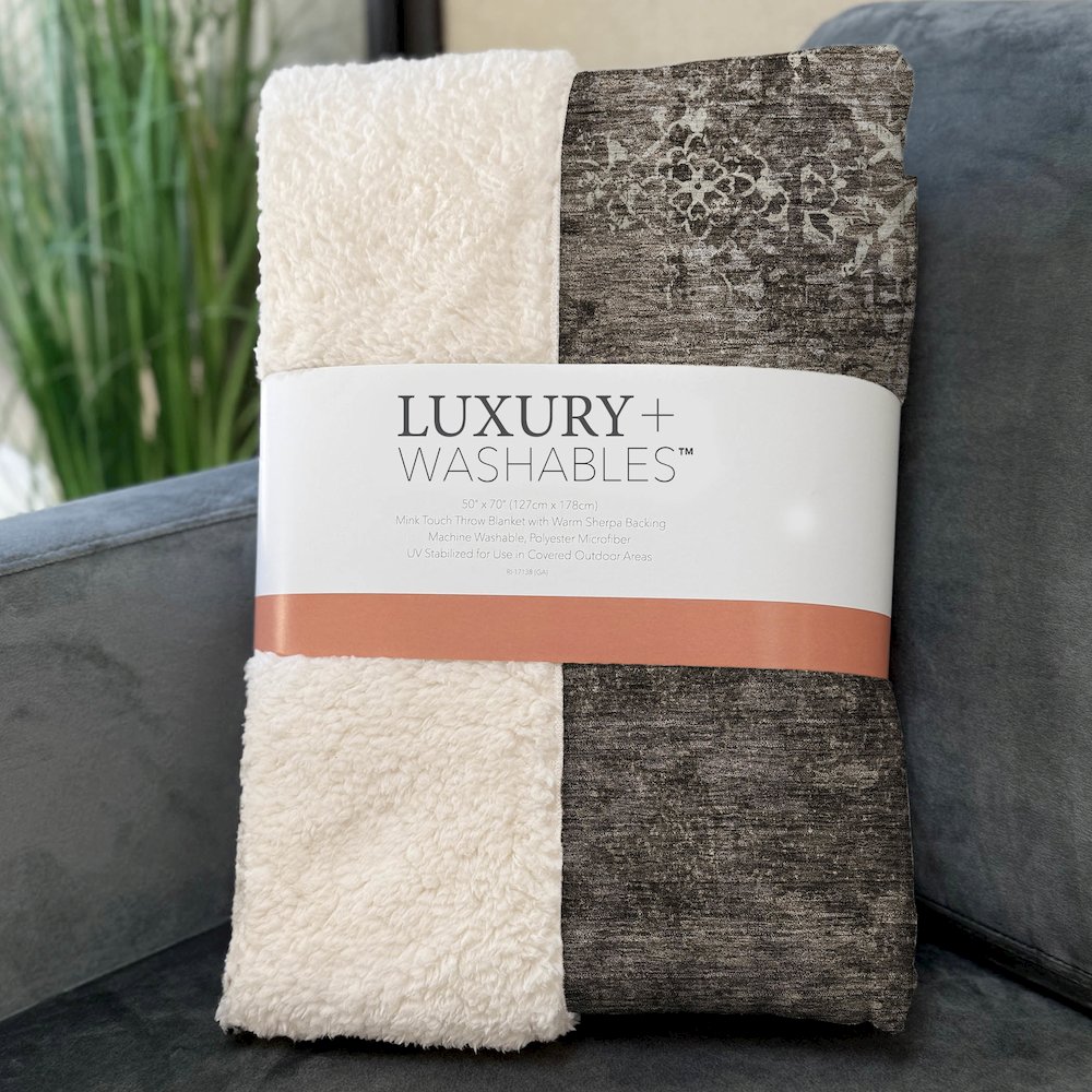 Premium Machine Washable ASB769 Fudge 50" x 70" Sherpa Throw Blanket. Picture 3