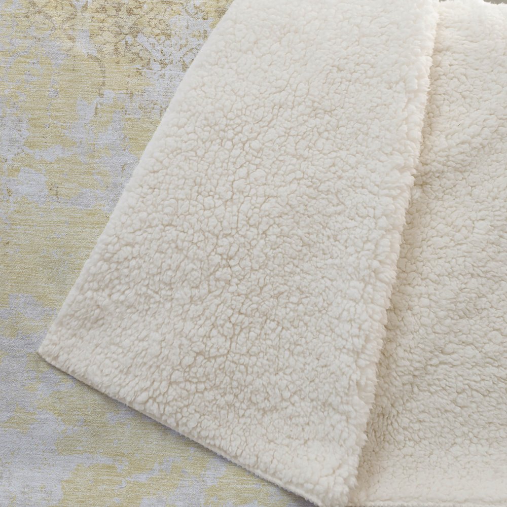 Premium Machine Washable ASB769 Gold 50" x 70" Sherpa Throw Blanket. Picture 2