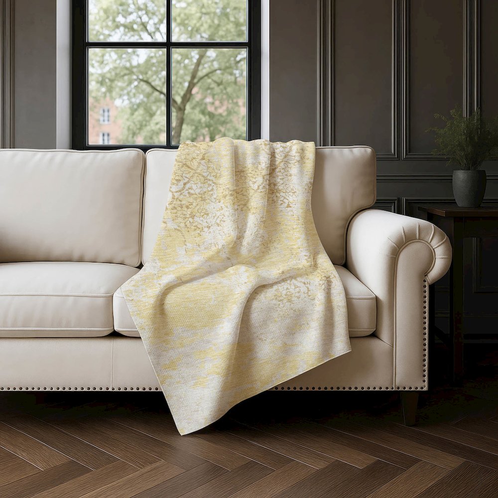 Premium Machine Washable ASB769 Gold 50" x 70" Sherpa Throw Blanket. Picture 4