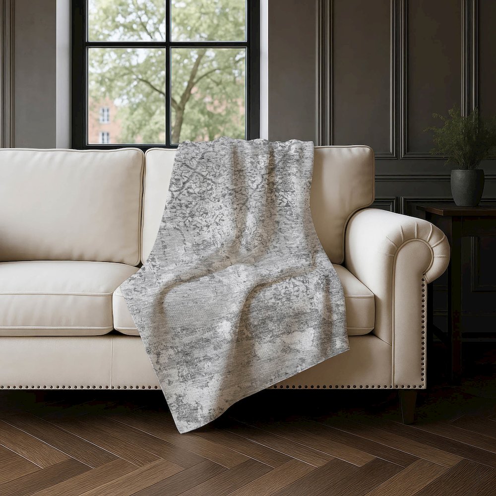 Premium Machine Washable ASB769 Gray 50" x 70" Sherpa Throw Blanket. Picture 4