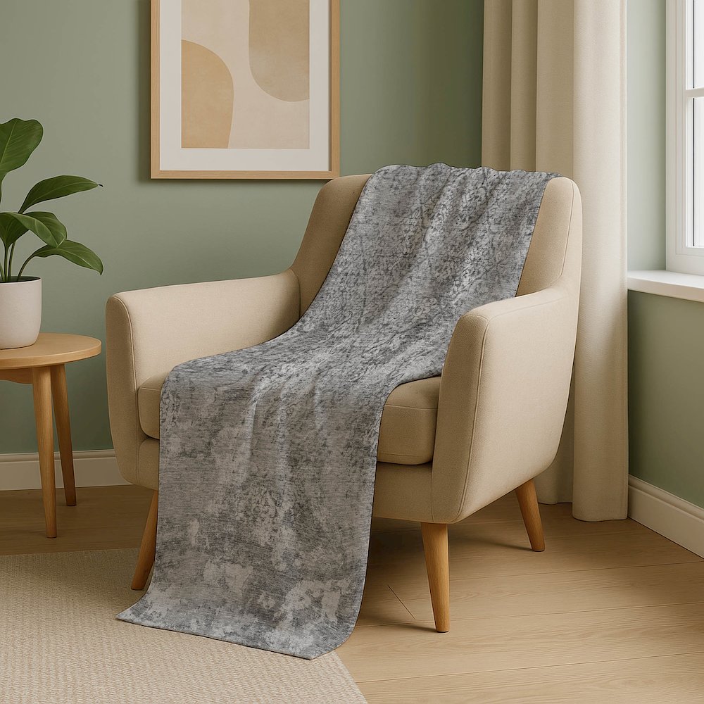 Premium Machine Washable ASB769 Gray 50" x 70" Sherpa Throw Blanket. Picture 5