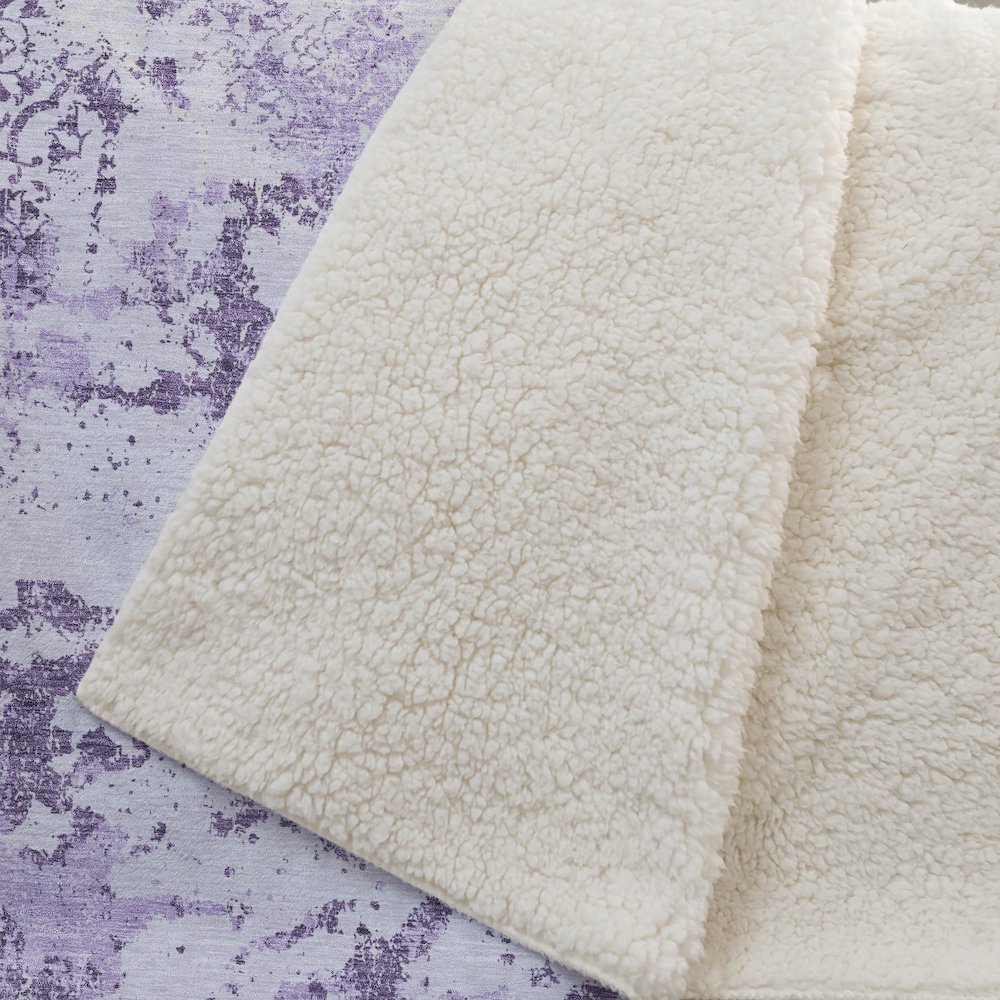 Premium Machine Washable ASB769 Lavender 50" x 70" Sherpa Throw Blanket. Picture 2