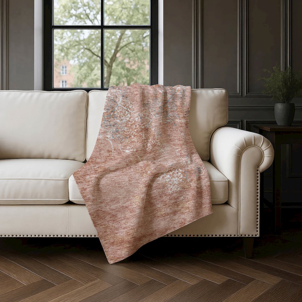 Premium Machine Washable ASB769 Salmon 50" x 70" Sherpa Throw Blanket. Picture 4