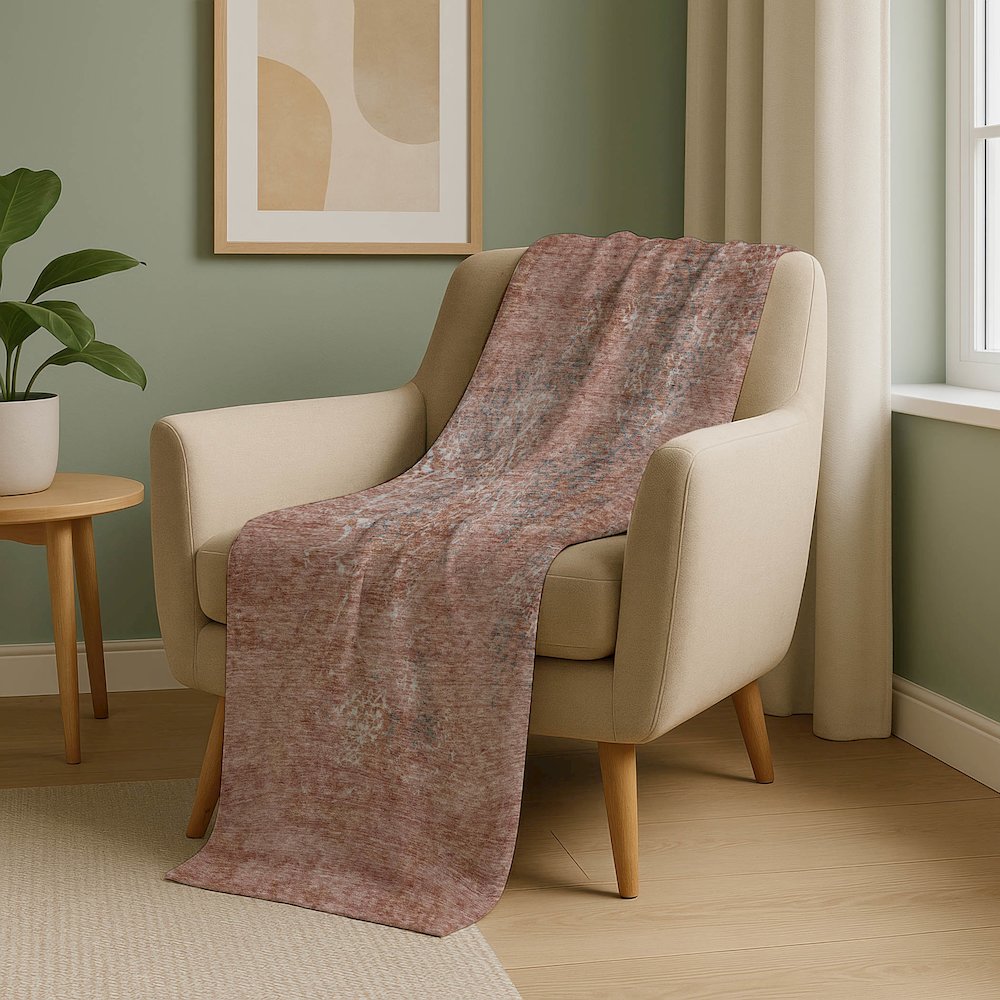 Premium Machine Washable ASB769 Salmon 50" x 70" Sherpa Throw Blanket. Picture 5