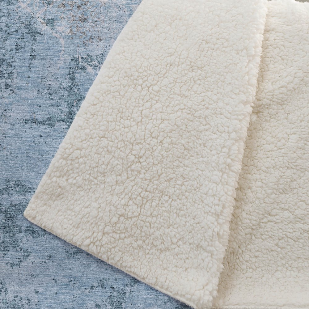 Premium Machine Washable ASB769 Teal 50" x 70" Sherpa Throw Blanket. Picture 2