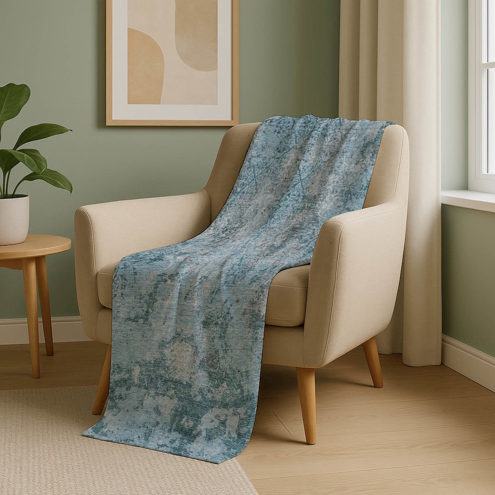 Premium Machine Washable ASB769 Teal 50" x 70" Sherpa Throw Blanket. Picture 5
