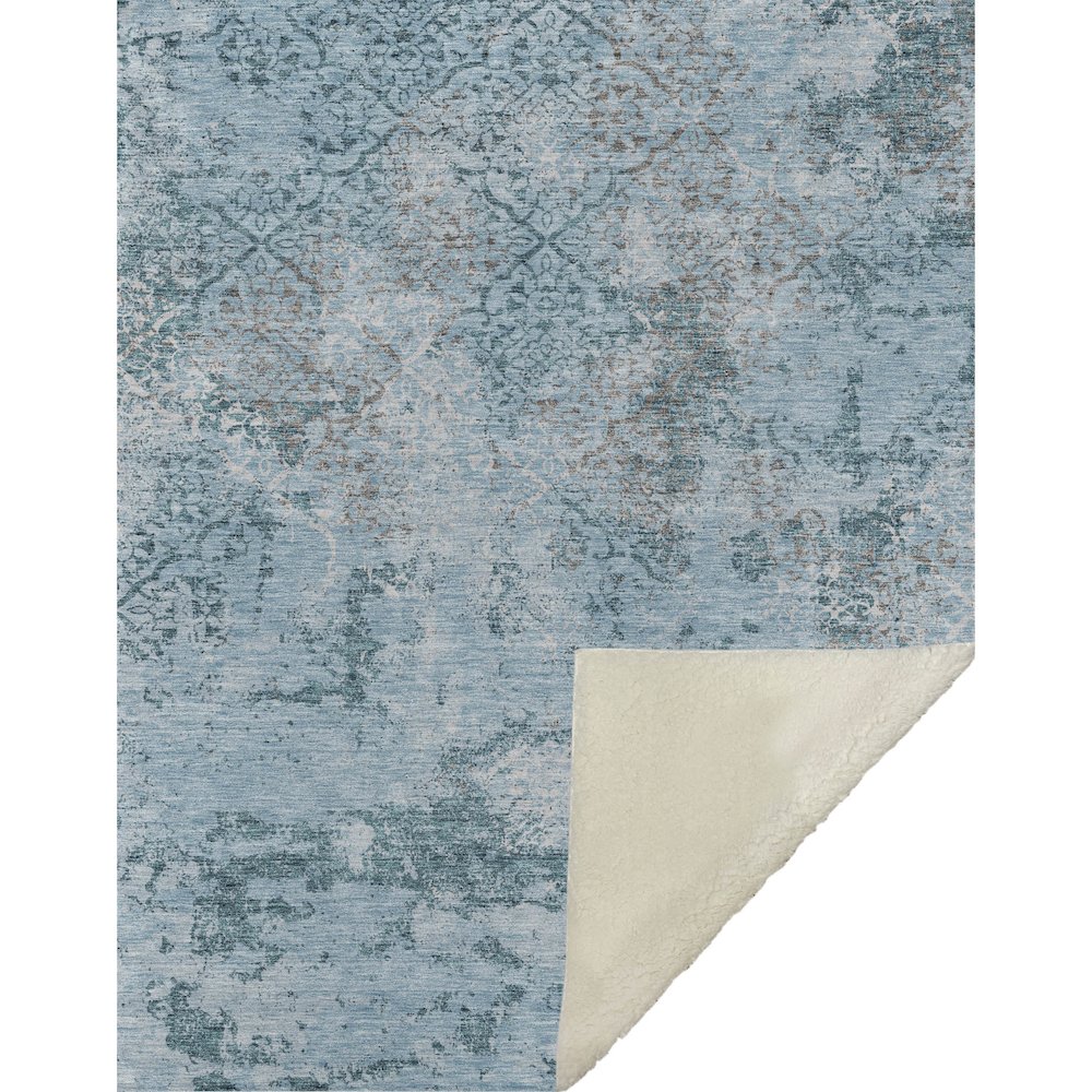Premium Machine Washable ASB769 Teal 50" x 70" Sherpa Throw Blanket. Picture 1