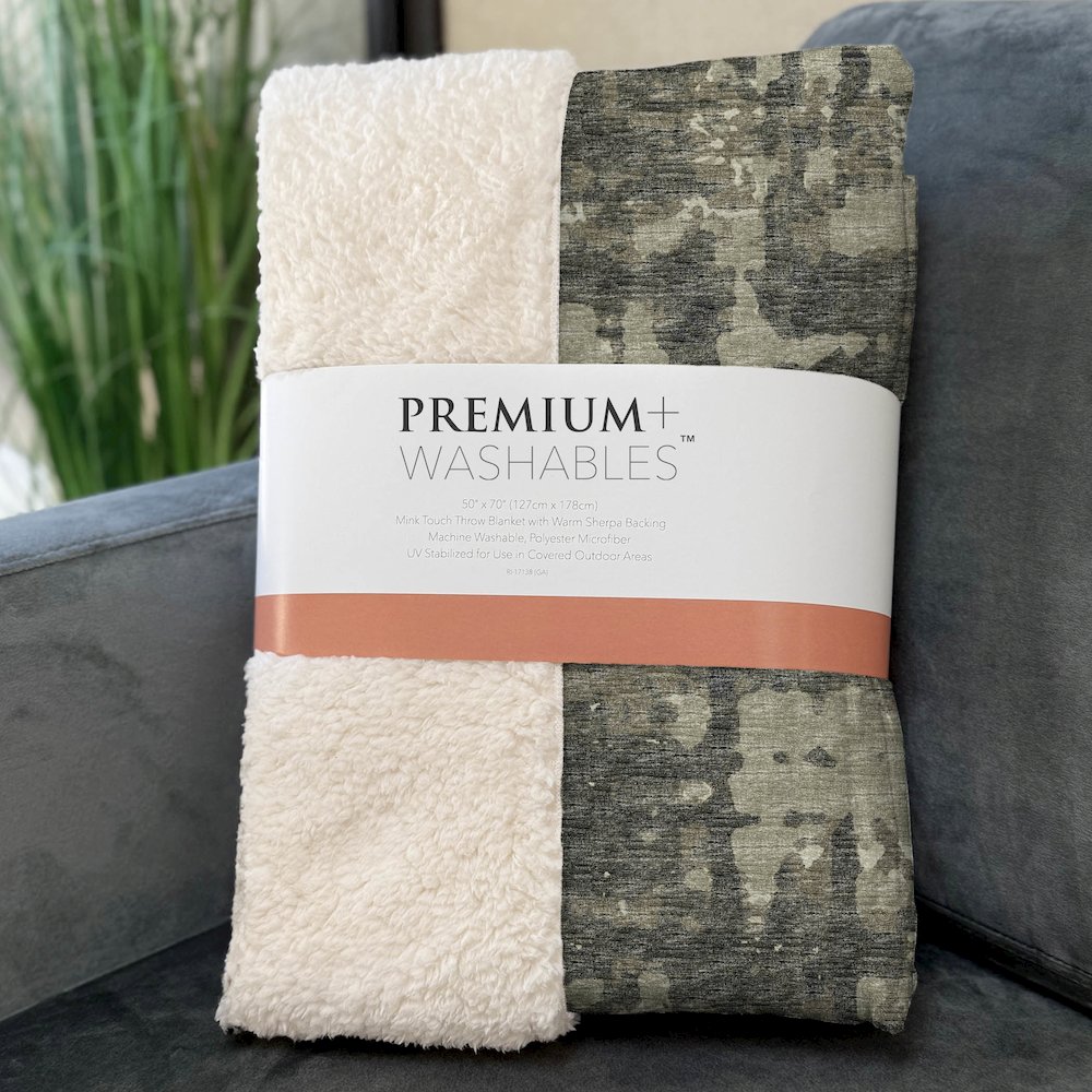 Premium Machine Washable ASB76 Earth 50" x 70" Sherpa Throw Blanket. Picture 3