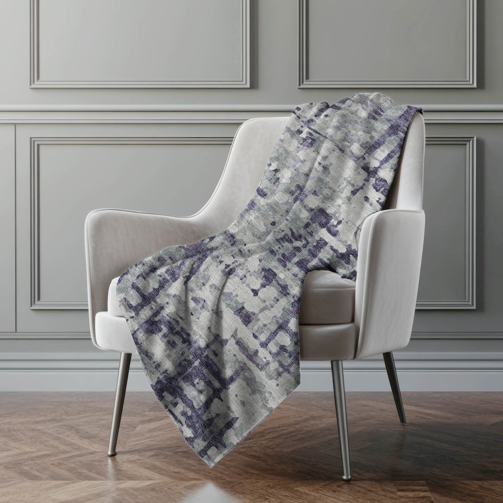Premium Machine Washable ASB76 Purple 50" x 70" Sherpa Throw Blanket. Picture 5