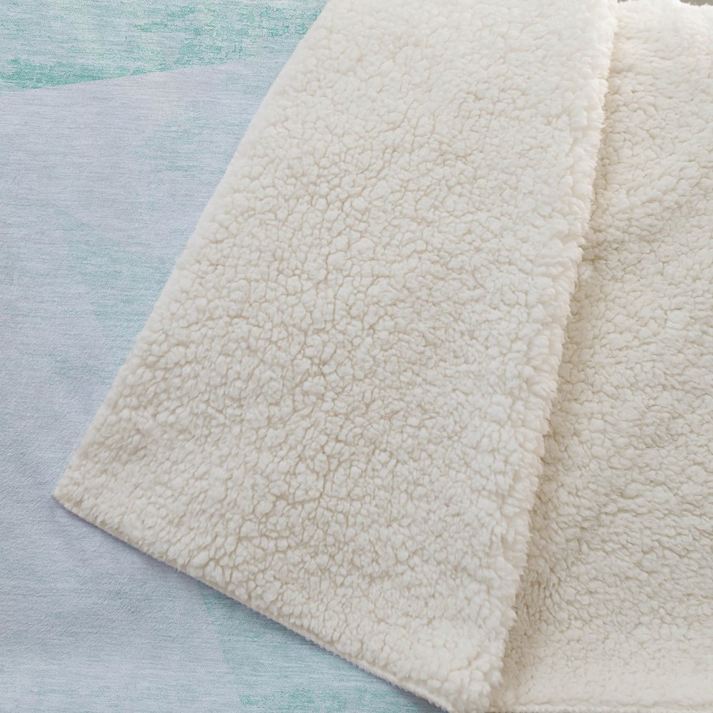 Premium Machine Washable ASB770 Aqua 50" x 70" Sherpa Throw Blanket. Picture 2