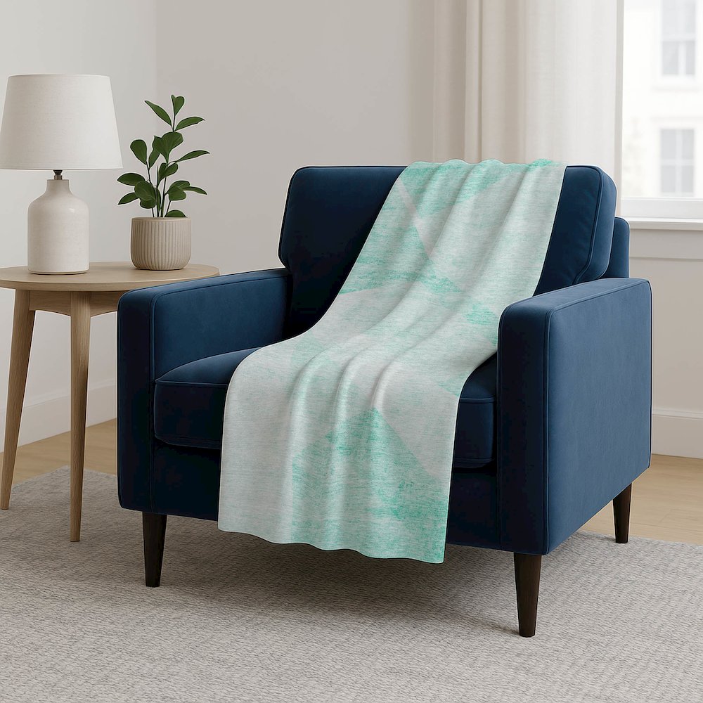 Premium Machine Washable ASB770 Aqua 50" x 70" Sherpa Throw Blanket. Picture 5