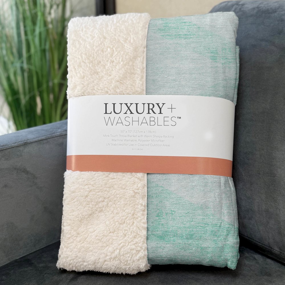 Premium Machine Washable ASB770 Aqua 50" x 70" Sherpa Throw Blanket. Picture 3