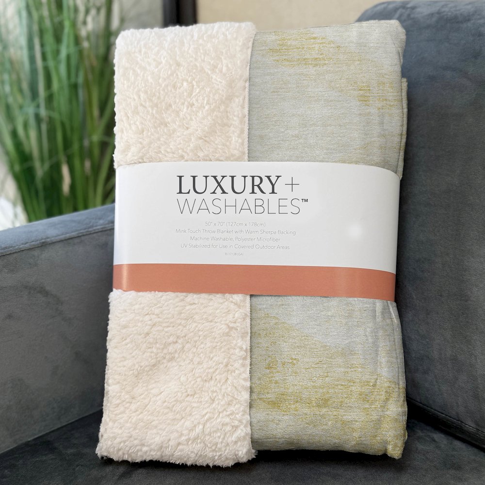 Premium Machine Washable ASB770 Gold 50" x 70" Sherpa Throw Blanket. Picture 3